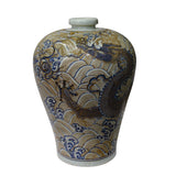 Vintage Chinese Dimensional Pigment Dragon Wave Porcelain Vase ws801S