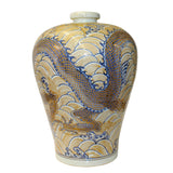 Vintage Chinese Dimensional Pigment Dragon Wave Porcelain Vase ws801S