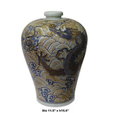 Vintage Chinese Dimensional Pigment Dragon Wave Porcelain Vase ws801S