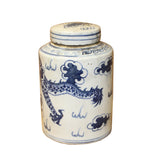 Chinese Blue White Ceramic Dragon Graphic Container Urn Jar ws812S
