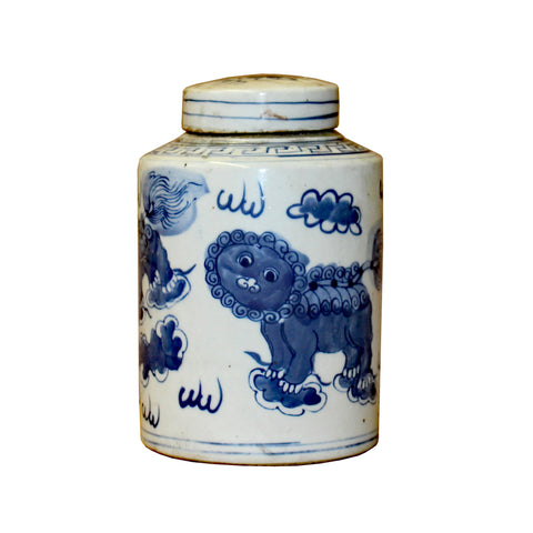 blue white jar - round  jar - Porcelain box