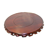 Chinese Brown Wood Handmade Round Table Top Stand Display Easel 6.5" ws818ES