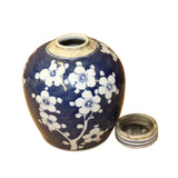 Chinese Blue White Ceramic Blossom Flowers Graphic Ginger Jar ws819S
