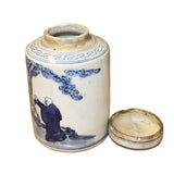 Chinese Blue White Ceramic Fok Lok Shou Graphic Container Urn Jar ws820S