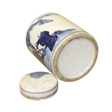 Chinese Blue White Ceramic Fok Lok Shou Graphic Container Urn Jar ws820S