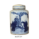 Chinese Blue White Ceramic Fok Lok Shou Graphic Container Urn Jar ws820S