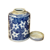 Chinese Blue White Ceramic Blossom Flowers Graphic Container Urn Jar ws829S