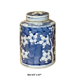 Chinese Blue White Ceramic Blossom Flowers Graphic Container Urn Jar ws829S