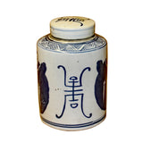 Chinese Blue White Ceramic Oriental Graphic Container Urn Jar ws836S