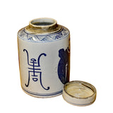 Chinese Blue White Ceramic Oriental Graphic Container Urn Jar ws836S