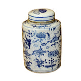 Chinese Blue White Ceramic Oriental Graphic Container Urn Jar ws837S