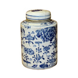 Chinese Blue White Ceramic Oriental Graphic Container Urn Jar ws837S