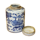Chinese Blue White Ceramic Oriental Graphic Container Urn Jar ws837S
