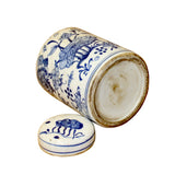 Chinese Blue White Ceramic Oriental Graphic Container Urn Jar ws837S