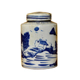 blue white jar - round jar - Porcelain box