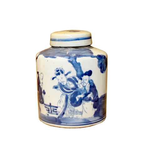 blue white jar - round jar - Porcelain box