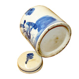Chinese Blue White Ceramic 3 Gods Graphic Container Urn Jar ws845S