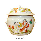 Chinese Distressed Off White Porcelain People Scenery Round Jar ws846S