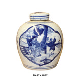 Chinese Blue White Ceramic People Scenery Graphic Ginger Jar ws848S