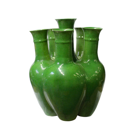Ceramic Vase - green Vase - 6 mouths vase