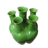 Chinese Ceramic Lime Green Six Mouth Round Flower Vase ws860S