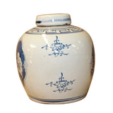 Chinese Blue White Ceramic Double Kids Graphic Ginger Jar ws869S
