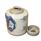 Chinese Blue White Ceramic Double Kids Graphic Container Urn Jar ws870S