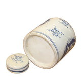 Chinese Blue White Ceramic Double Kids Graphic Container Urn Jar ws870S