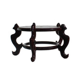 Chinese Brown Wood Round Table Top Stand Display Easel 15" ws883S