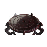 Chinese Brown Wood Round Table Top Stand Display Easel 15" ws883S
