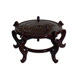 Chinese Brown Wood Round Table Top Stand Display Easel 15" ws883S