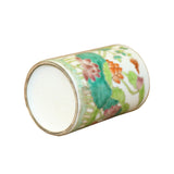 Chinese White Ceramic Color Flower Graphic Container Holder ws891S
