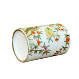 Chinese White Ceramic Color Flower Graphic Container Holder ws896S