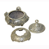 Chinese Silver Color Round Dragon Theme Incense Burner Display ws907S