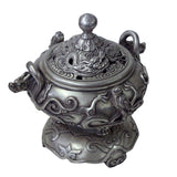 Chinese Silver Color Round Dragon Theme Incense Burner Display ws907S