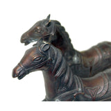 Pair Chinese Bronze Brown Metal Racing Horse Figures  ws927S
