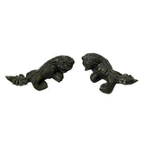 Pair Chinese Bronze Brown Metal Fengshui Pixiu Figures  ws932S