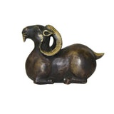Chinese Distressed Bronze Metal Fengshui Ram Fortune Figure ws942S