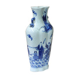 Chinese Blue White Porcelain Eight Immortal Graphic Flat Body Vase ws969S