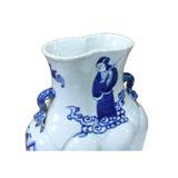 Chinese Blue White Porcelain Eight Immortal Graphic Flat Body Vase ws969S