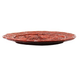 Chinese Red Resin Lacquer Round Scenery Relief Carving Accent Plate ws974S