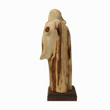 Chinese Cypress Wood Carved Irregular Shape Happy Buddha Statue ws977S