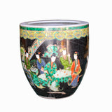 Chinese Black Oriental People Scenery Graphic Ceramic Pot Planter ws979S