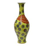 Chinese Yellow Color Ceramic Oriental Scenery Pattern Vase ws983S