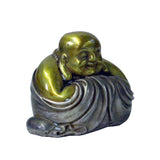 Chinese Oriental Rustic Bronze Metal Happy Buddha Statue Figure ws988S