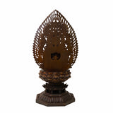 Chinese Brown Sitting Guan Yin Tara Bodhisattva Avalokitesvara Wood Statue ws1761S