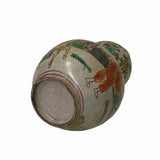 Chinese Oriental People Scenery Gray Color Gourd Shape Ceramic Vase ws1774S