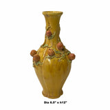 Handmade Chinese Ceramic Distressed Yellow Peach Theme Vase ws1769S