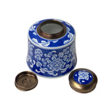 Oriental Handmade Blue White Porcelain Metal Lid Container Urn ws1745S