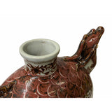 Chinese Off White Brick Blood Red Birds Shape Theme Vase Jar ws1666S